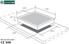 Bếp gas đôi Canzy CZ 268 (Lắp âm)