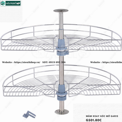 Mâm xoay góc mở Garis GS01.80C / GS05.80C / GS07.70C (Nan tròn, inox 304, bề mặt mạ chrome 5 lớp)