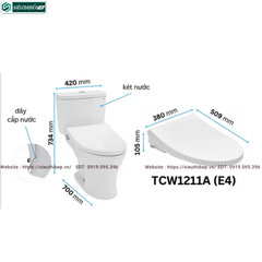 Bồn cầu 2 khối TOTO CS735DE4#XW (Nắp Rửa Cơ TCW1211A)