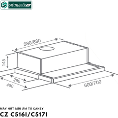 Máy hút mùi Canzy CZ C516I / CZ C517I (Âm tủ)