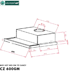 Máy hút mùi âm tủ Canzy CZ 600GM  (Âm tủ - Made In Malaysia)