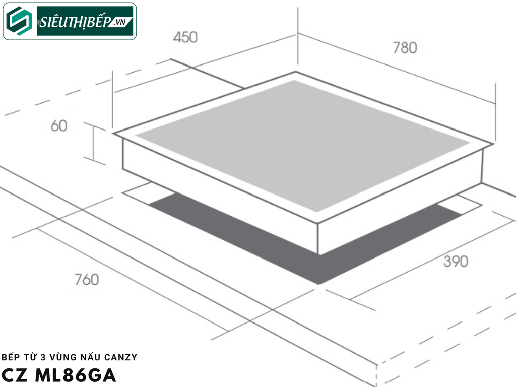 Bếp từ Canzy CZ ML 86GA (3 vùng nấu - Inverter tiết kiệm điện)