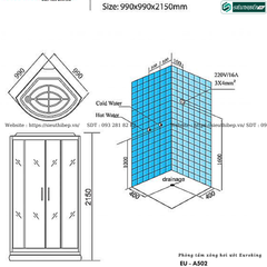 Phòng tắm xông hơi ướt Euroking EU – A502 (Công nghệ Châu Âu)