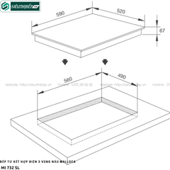 Bếp từ kết hợp điện Malloca MIR 593 (3 vùng nấu - Made in Spain)