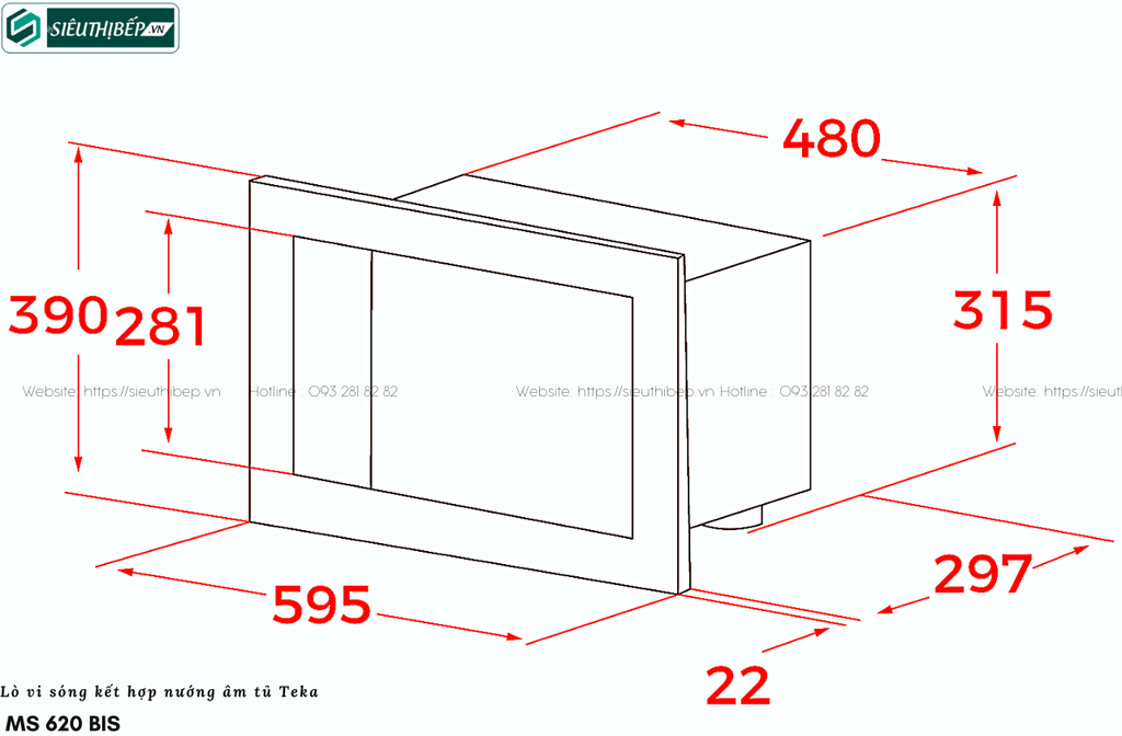 Lò kết hợp Teka MS 620 BIS (20 Lít - Vi sóng kết hợp nướng)