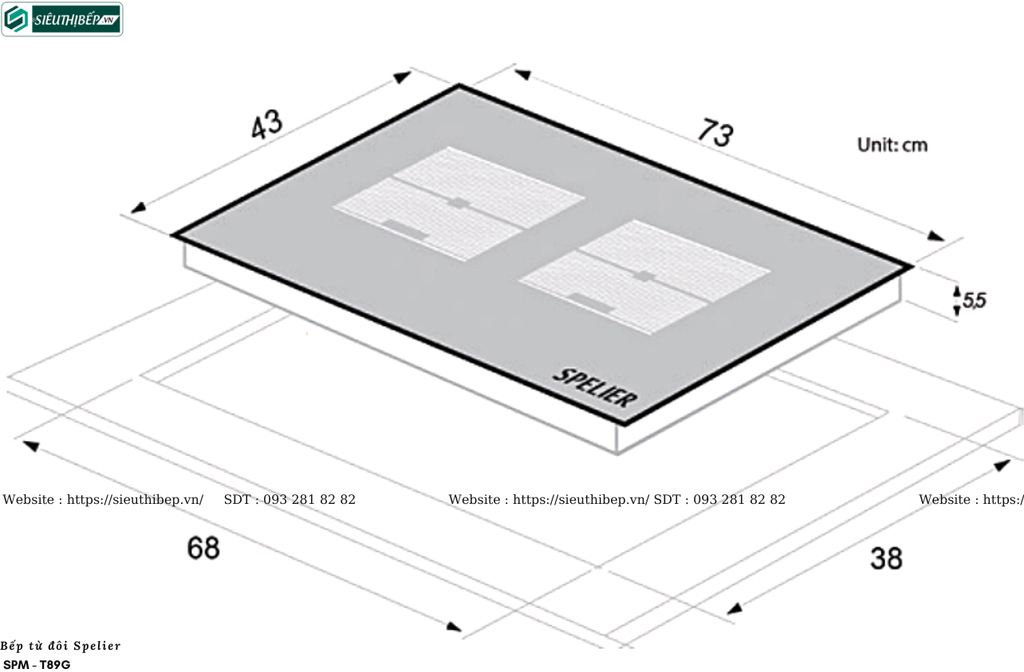 Bếp từ đôi Spelier SPM - T89G (Made in Malaysia)