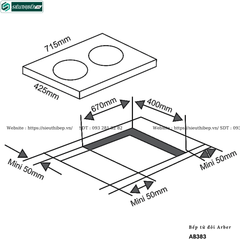 Bếp từ đôi Arber AB383 (Công suất max 3600W)