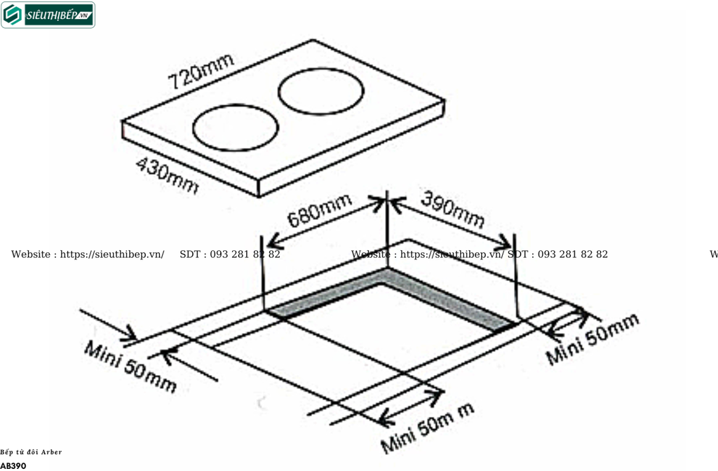 Bếp từ đôi Arber AB390 (Công suất max 3600W)