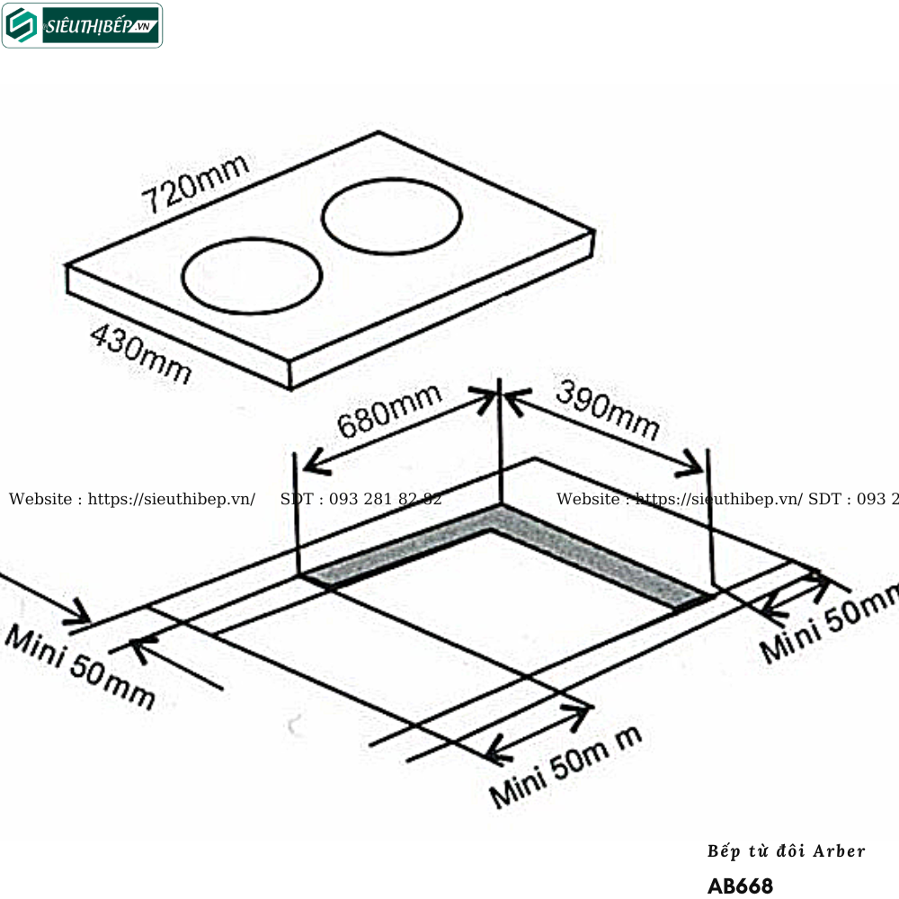 Bếp từ đôi Arber AB668 (Inverter tiết kiệm điện)
