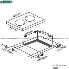 Bếp kết hợp Arber AB889 (Từ kết hợp điện - 2 vùng nấu)