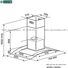 Máy hút mùi Arber AB700EA / AB900EA (Áp tường - Kính cong)