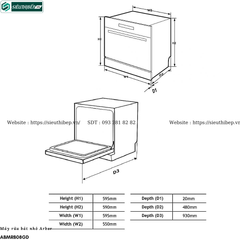 Máy rửa bát nhỏ Arber ABMRB08GD (Để bàn - 8 bộ bát đĩa Châu Âu)