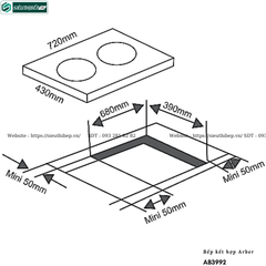 Bếp kết hợp Arber AB3992 (Từ kết hợp điện - 2 vùng nấu)