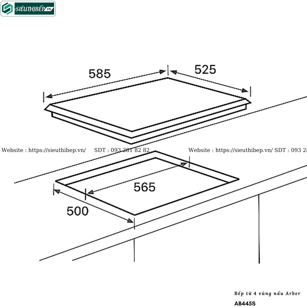 Bếp từ Arber AB445S (4 vùng nấu - Công suất max 6400W)