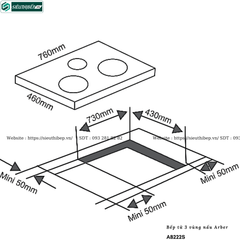 Bếp từ Arber AB222S (3 vùng nấu - Công suất max 5200W)