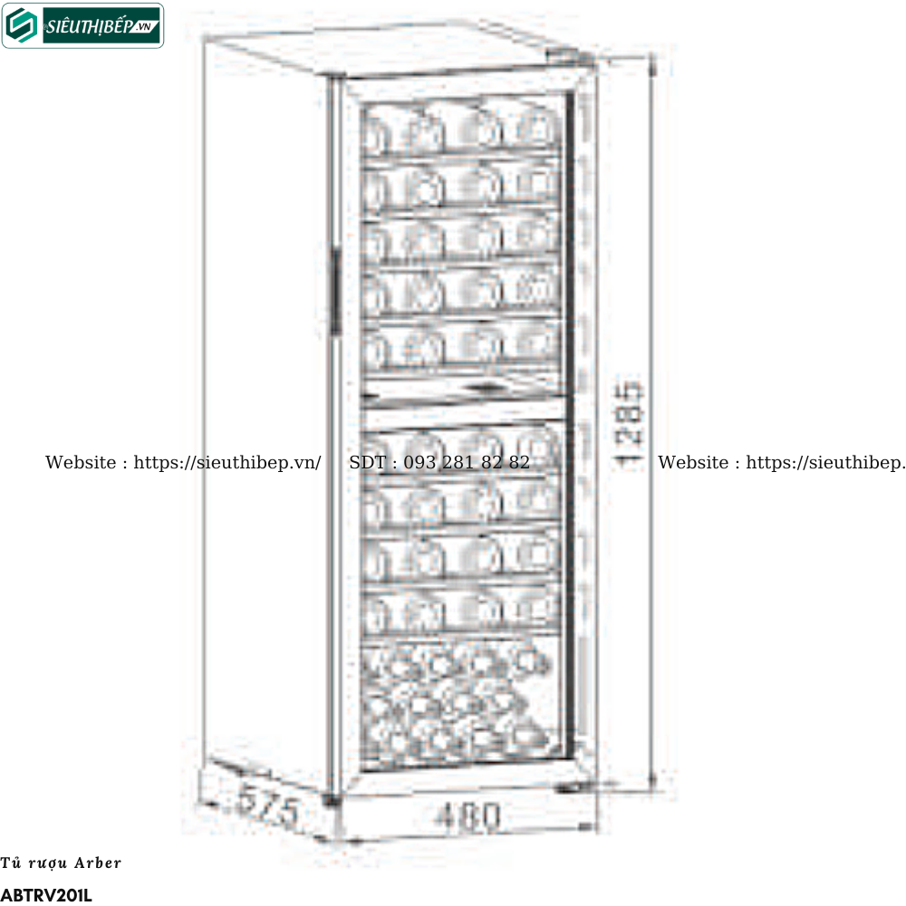 Tủ rượu Arber ABTRV201L (193 Lít - 77 chai)