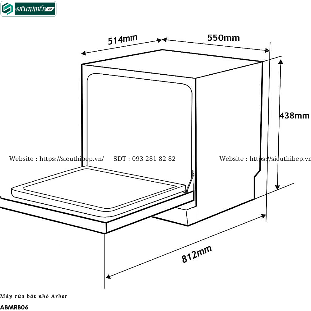 Máy rửa bát nhỏ Arber ABMRB06 (Để bàn - 6 bộ bát đĩa Châu Âu)