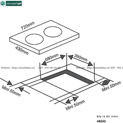 Bếp từ đôi Arber AB553 (Công suất max 3600W)