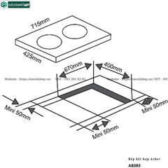 Bếp kết hợp Arber AB385 (Từ kết hợp điện - 2 vùng nấu)