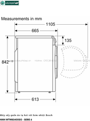 Máy sấy Bosch HMH WTW85400SG - Serie 6 (9Kg  - Tụ hơi & bơm nhiệt)