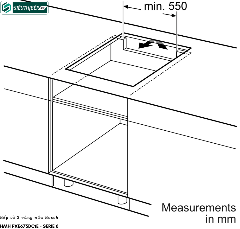 Bếp từ Bosch HMH PXE675DC1E - Serie 8 (3 vùng nấu - Made in Spain)