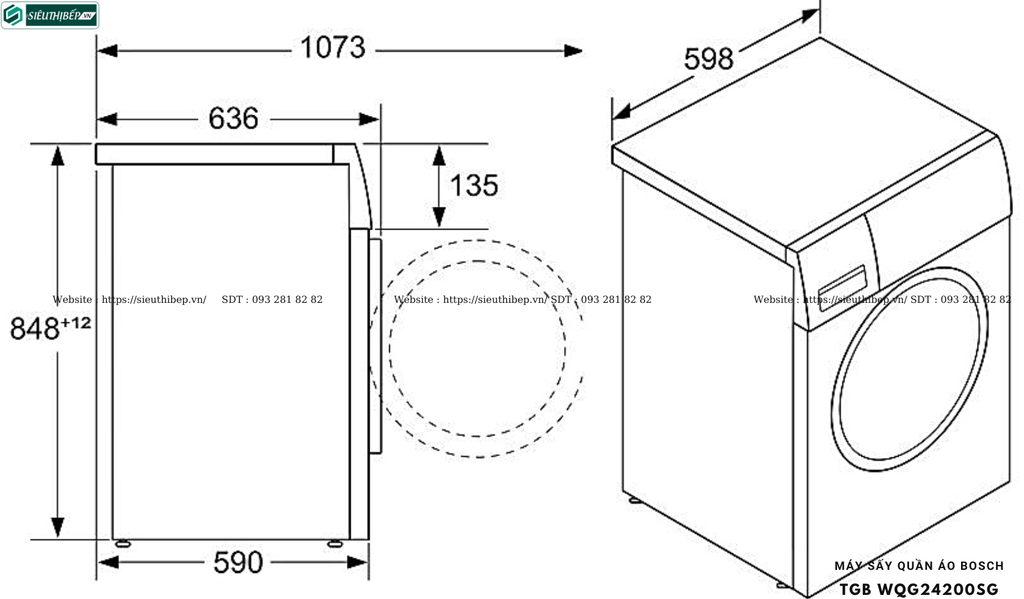 Máy sấy Bosch TGB WQG24200SG - Serie 6 (9Kg - Made in Poland)