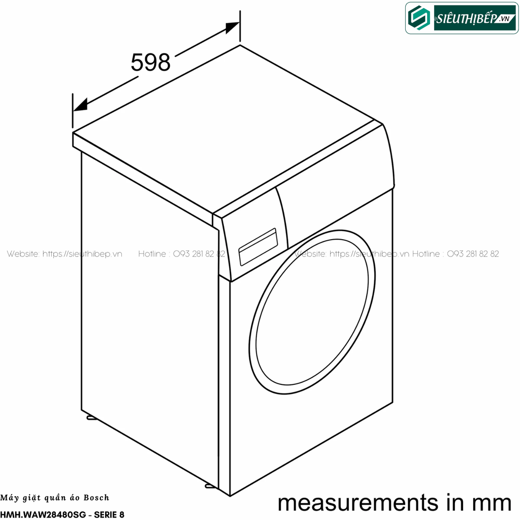 Máy giặt Bosch HMH WAW28480SG - Serie 8 (9Kg - Made in Germany)