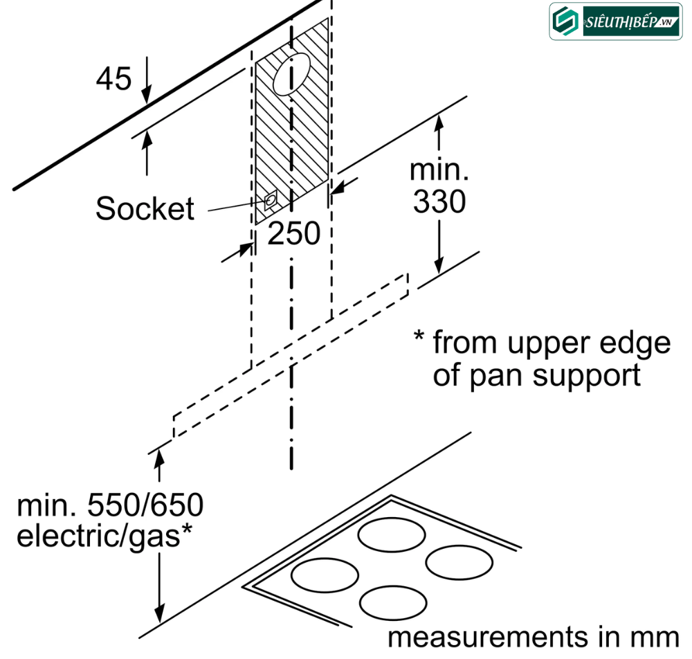 Máy hút mùi Bosch HMH DWB97DM50B - Serie 4 (Áp tường chữ T)