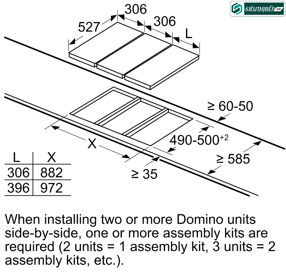 Bếp từ Domino Bosch HMH PIB375FB1E - Serie 6 (Made in Spain)