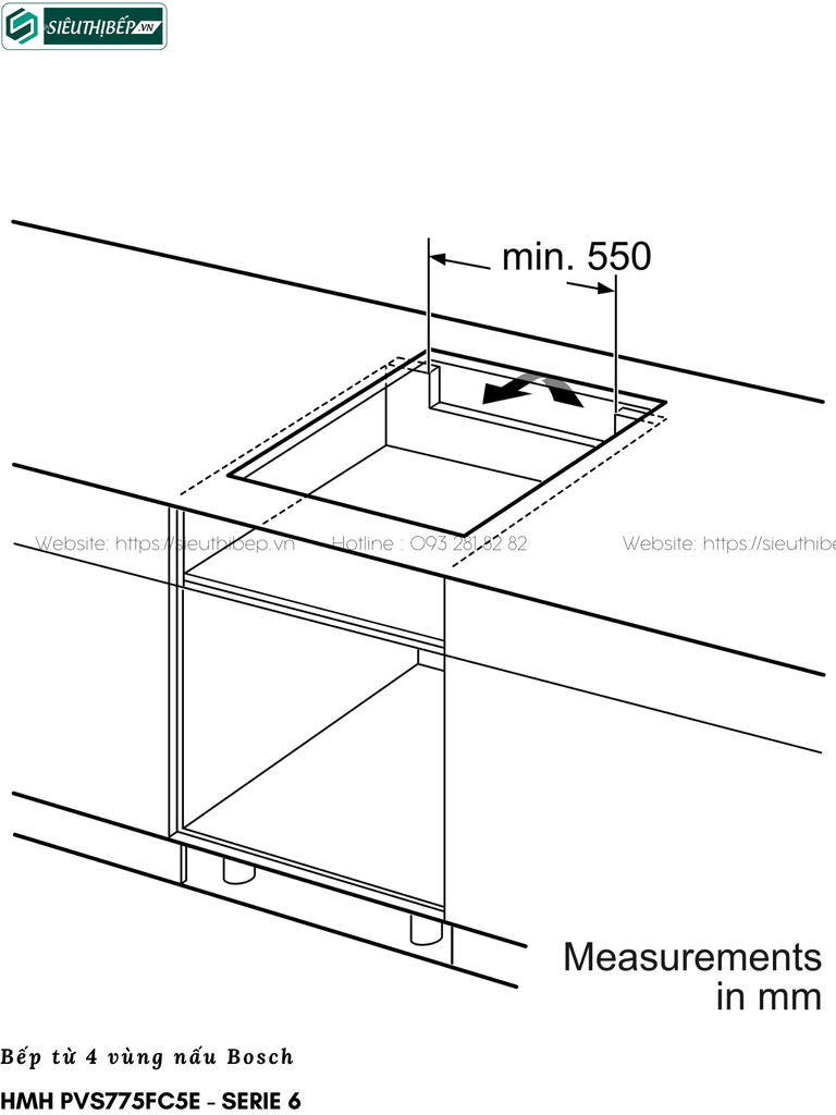 Bếp từ Bosch HMH PVS775FC5E - Serie 6 (4 vùng nấu - Made in Spain)