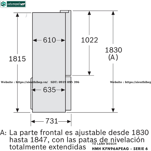 Tủ lạnh Bosch HMH KFN96APEAG - Serie 6 (Side by side - 605L)