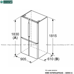 Tủ lạnh Bosch HMH KFN96APEAG - Serie 6 (Side by side - 605L)