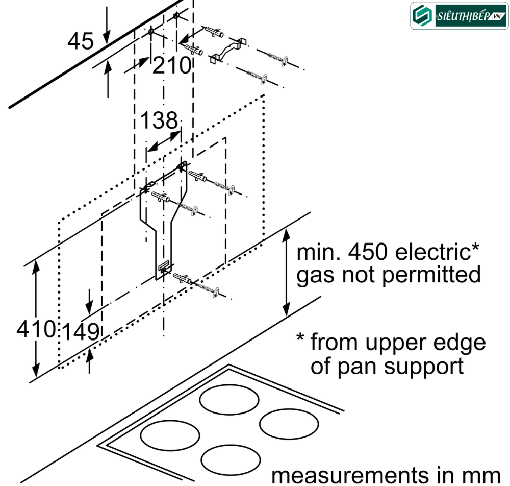 Máy hút mùi Bosch HMH DWK67CM60B - Serie 4 (Áp tường kính vát )