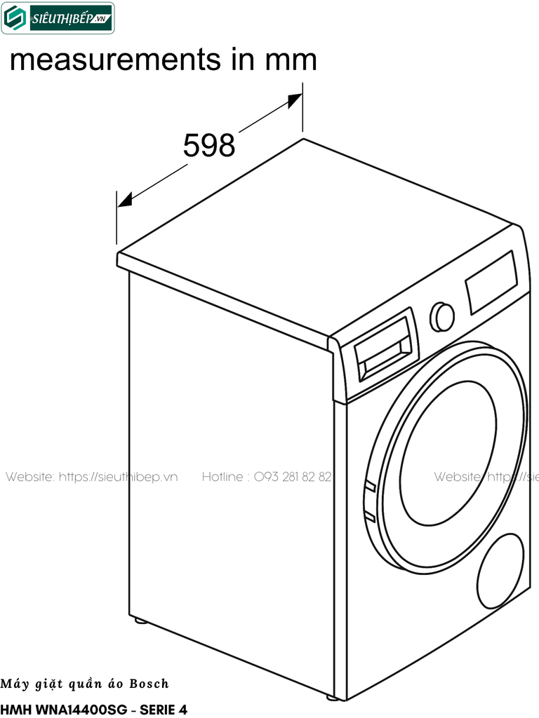 Máy giặt kết hợp sấy Bosch HMH WNA14400SG - Serie 4 (9Kg/6Kg)