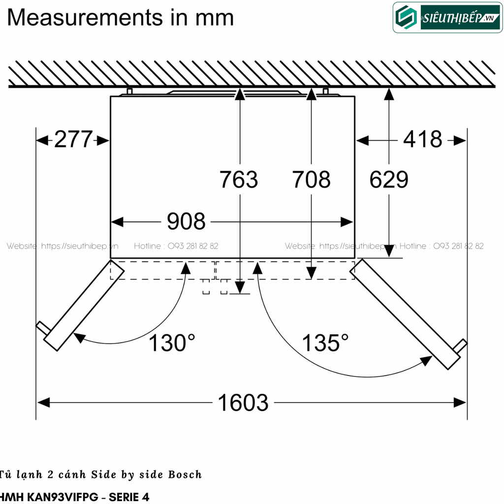 Tủ lạnh Bosch HMH KAN93VIFPG - Serie 4 (2 cánh - Side by side)