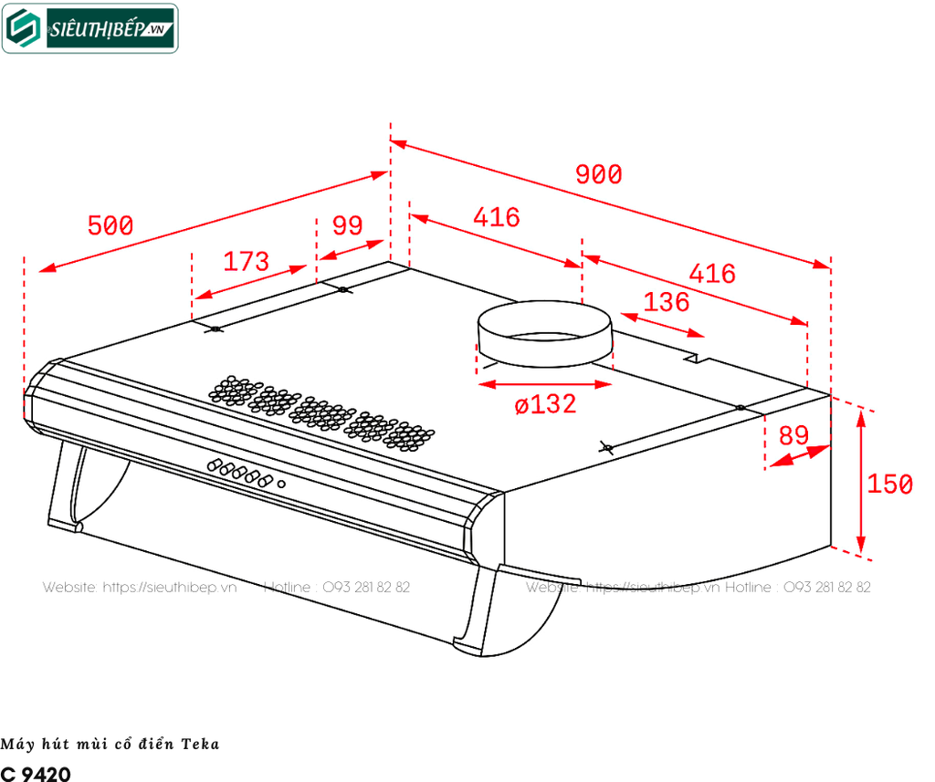 Máy hút mùi Teka C6420 / C9420 (Cổ điển - Made in Portugal)