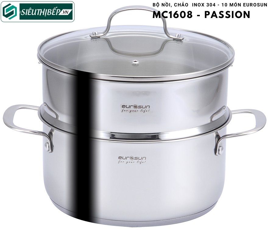 Bộ nồi, chảo Eurosun MC1608 - Passion ( inox 304 - 10 món)