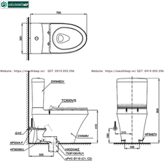 Bồn cầu 2 khối TOTO CS948DT8#XW (Nắp Đóng Êm TC600VS)