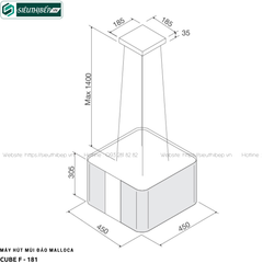 Máy hút mùi đảo Malloca CUBE F - 181 (Treo độc lập - Vuông)