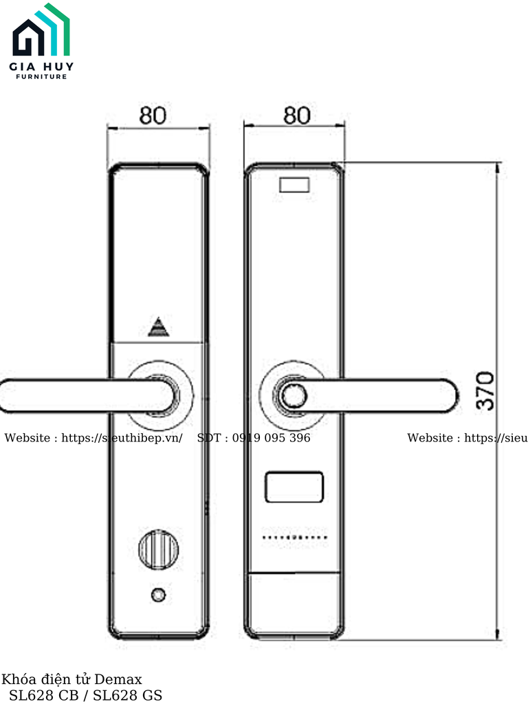 Khóa điện tử Demax SL628 CB / SL628 SG (Nâu Coffee / Xám xước - Mở khóa bằng APP WIFI thông minh)