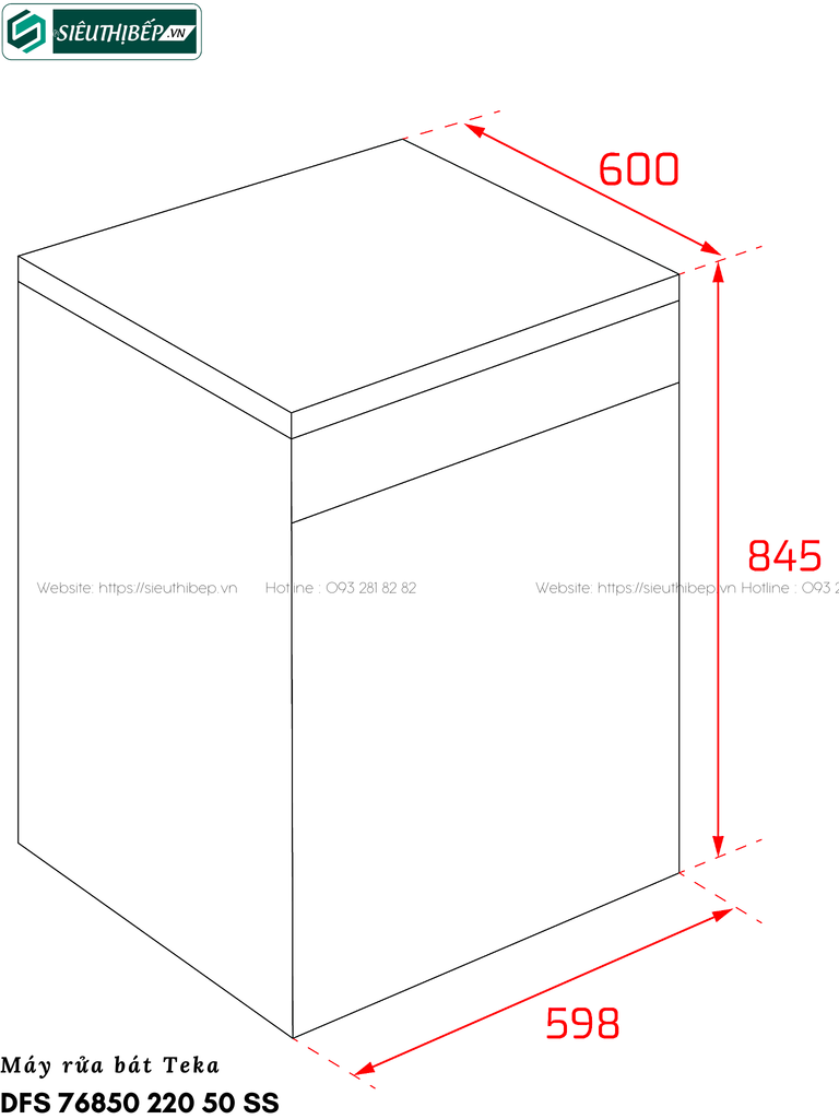Máy rửa bát Teka DFS 76850 220 50 SS (Độc lập - 14 bộ chén đĩa)