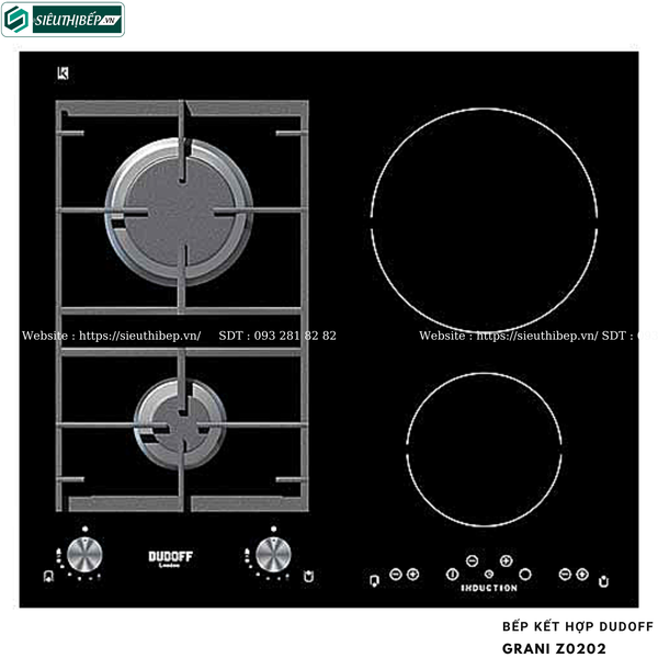 Bếp kết hợp Dudoff GRANI Z0202 (kết hợp 2 từ 2 gas - Made in Italy)