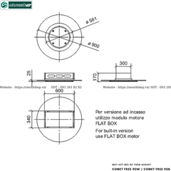 Máy hút mùi Dudoff COMET FREE 90W / COMET FREE 90B (Áp trần - Made in Italy)