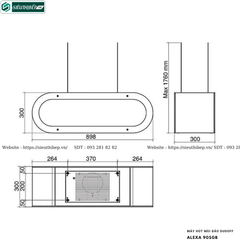 Máy hút mùi Dudoff ALEXA 90SGB (Đảo, treo độc lập - Made in Italy)