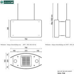 Máy hút mùi Dudoff IDEAL 70W (Đảo, treo độc lập - Made in Italy)
