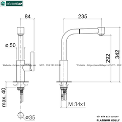 Vòi rửa bát Dudoff PLATINUM HOLLY (Mạ vàng trắng - Made in Germany)