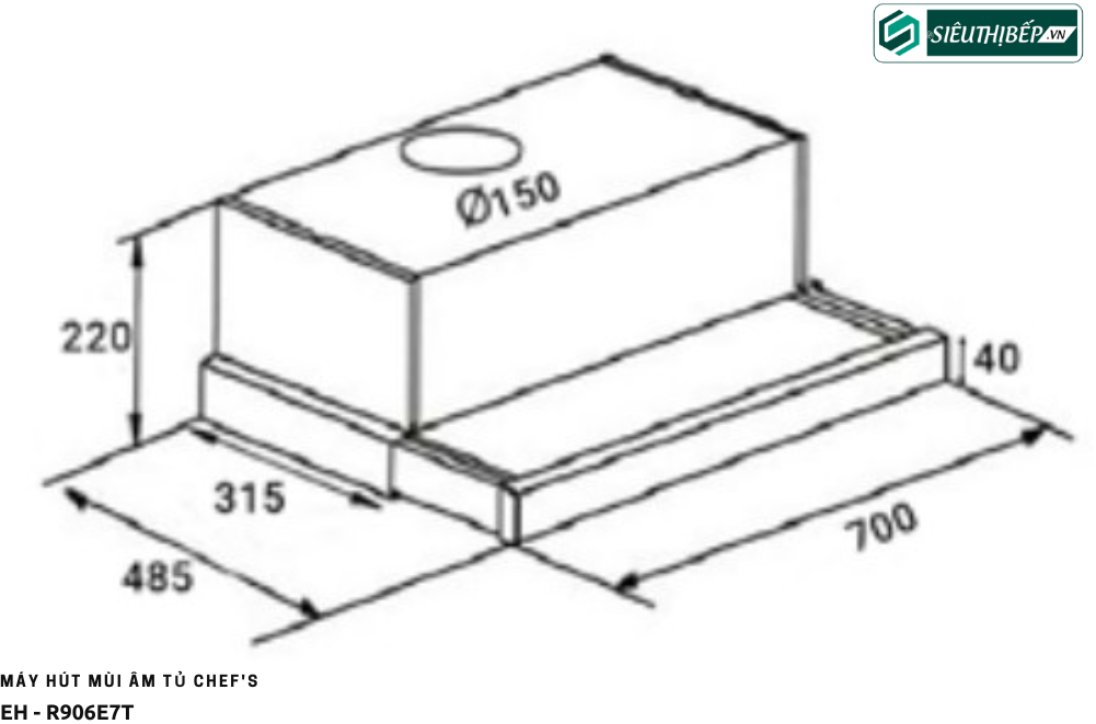 Máy hút mùi Chef's EH - R906E7T (Áp tường - Âm tủ)