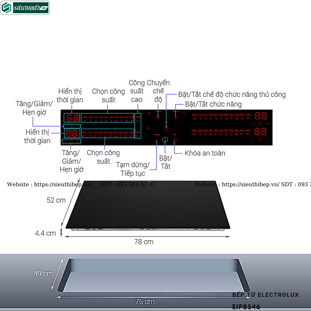 Bếp từ Electrolux EIP8546 (4 vùng nấu - Made in Germany)