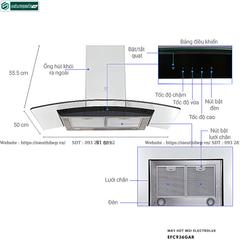 Máy hút mùi Electrolux EFC736GAR / EFC936GAR (Áp tường - Kính cong)