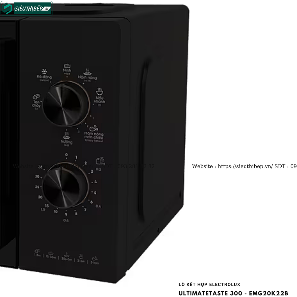 Lò kết hợp Electrolux UltimateTaste 300 - EMG20K22B / EMG20K22W (Lò vi sóng kết hợp nướng để bàn - 20 Lít)